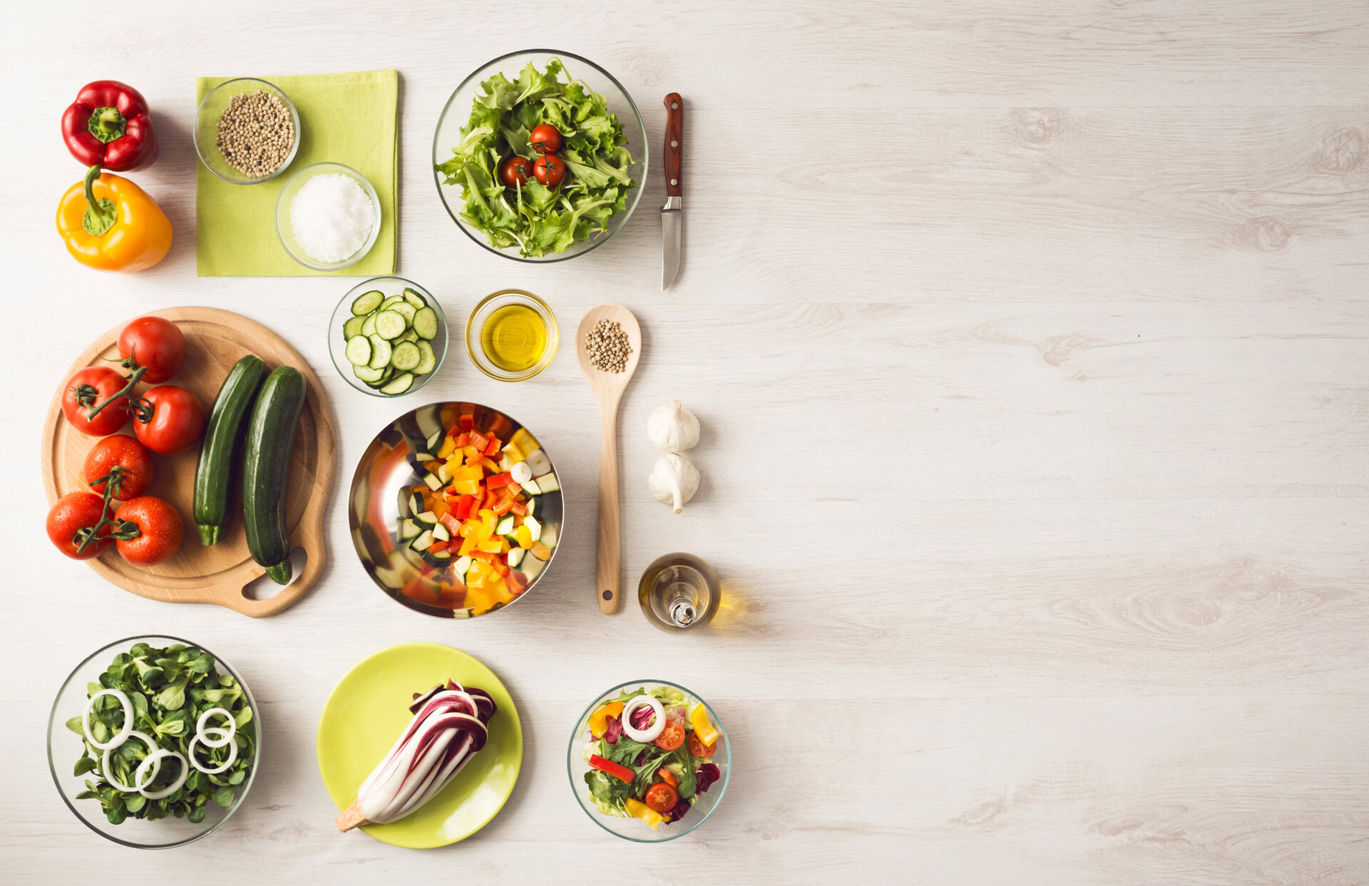 Real, colorful food prep at home — fresh produce, no diet rules
